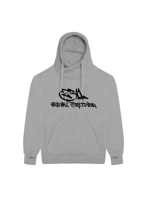 2311 Original Streetwear Cross Neck Hoodie Grau